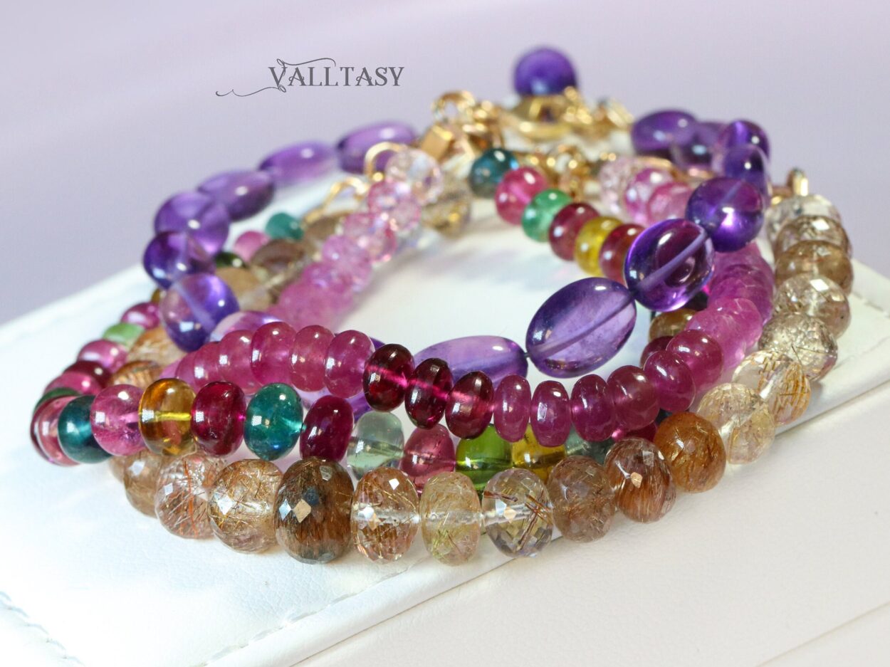 Flashy Golden Rutilated Quartz Bracelet 12mm Translucent Crystal Beads