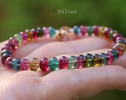 Solid Gold 14K Tourmaline Bracelet, Multi Tourmaline Finest Quality Beaded Bracelet