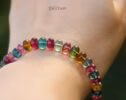 Solid Gold 14K Tourmaline Bracelet, Multi Tourmaline Finest Quality Beaded Bracelet