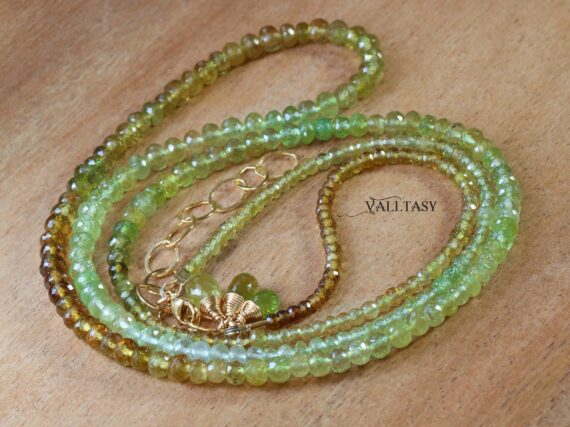 Grossular Garnet Multi Layered Bracelet, Green Garnet Double Layered Necklace, Long Necklace, 3 in 1, One of a Kind