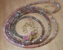 Peach Moonstone and Rhodochrosite Multi Layered Bracelet, Double Layered Necklace, Long Necklace, 3 in 1, One of a Kind