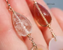 Solid Gold 14K Dendritic Agate and Golden Rutilated Quartz Earrings, One of a Kind