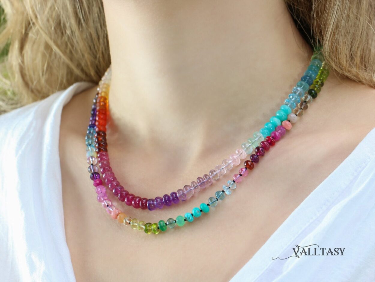 Natural Multi-Color Cut Rainbow Beads Necklace – Mangatrai Gems & Jewels  Pvt Ltd