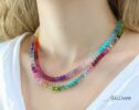 Rainbow Beaded Necklace, Colorful Multi Gemstone Necklace