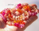 Silk Knotted Orange Pink Multi Gemstone Necklace in Gold Filled