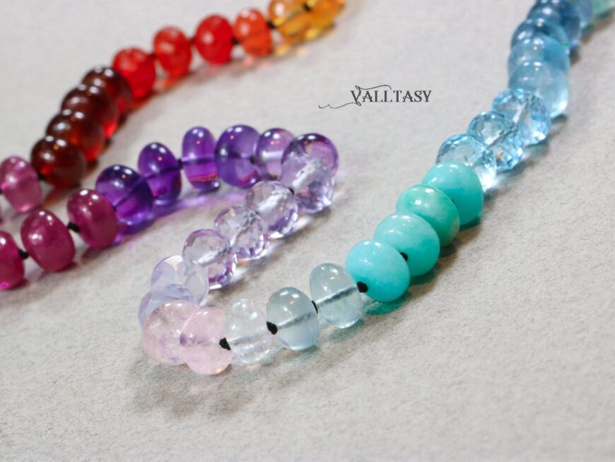 Silk Knotted Rainbow Multi Gemstone Necklace