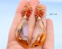 Montana Agate and Padparadscha Sapphire Earrings in Gold Filled, One of a Kind