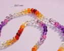Solid Gold 14K Silk Knotted Mexican Fire Opal and Pink Sapphire Necklace with Diamonds
