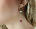 Solid Gold 14K Rubellite Pink Tourmaline and Tahitian Pearl Earrings, One of a Kind