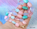 Solid Gold 14K Silk Knotted Pastel Multi Gemstone Statement Necklace, One of a Kind