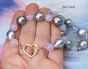 Solid Gold 14K Silk Knotted Tahitian Pearl and Scorolite Necklace, One of a Kind