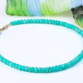 The Aqua Splash Necklace – Vibrant Amazonite Necklace in 14K Solid Gold, Aqua Blue Gemstone Beaded Necklace