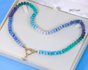 Solid Gold 14K Silk Knotted Blue Opal Necklace, Amazonite and Larimar Necklace