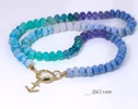 Solid Gold 14K Silk Knotted Blue Opal Necklace, Amazonite and Larimar Necklace
