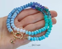 Solid Gold 14K Silk Knotted Blue Opal Necklace, Amazonite and Larimar Necklace