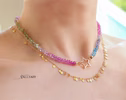 Solid Gold 14K Silk Knotted Multi Sapphire Necklace