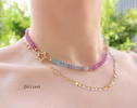 Solid Gold 14K Silk Knotted Multi Sapphire Necklace
