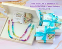 Solid Gold 14K Multi Sapphire Beaded Necklace with a Star Connector, Layering Rainbow Sapphire Necklace