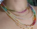 Solid Gold 14K Silk Knotted Multi Sapphire Necklace