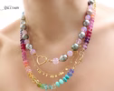 Solid Gold 14K Silk Knotted Tahitian Pearl and Scorolite Necklace, One of a Kind