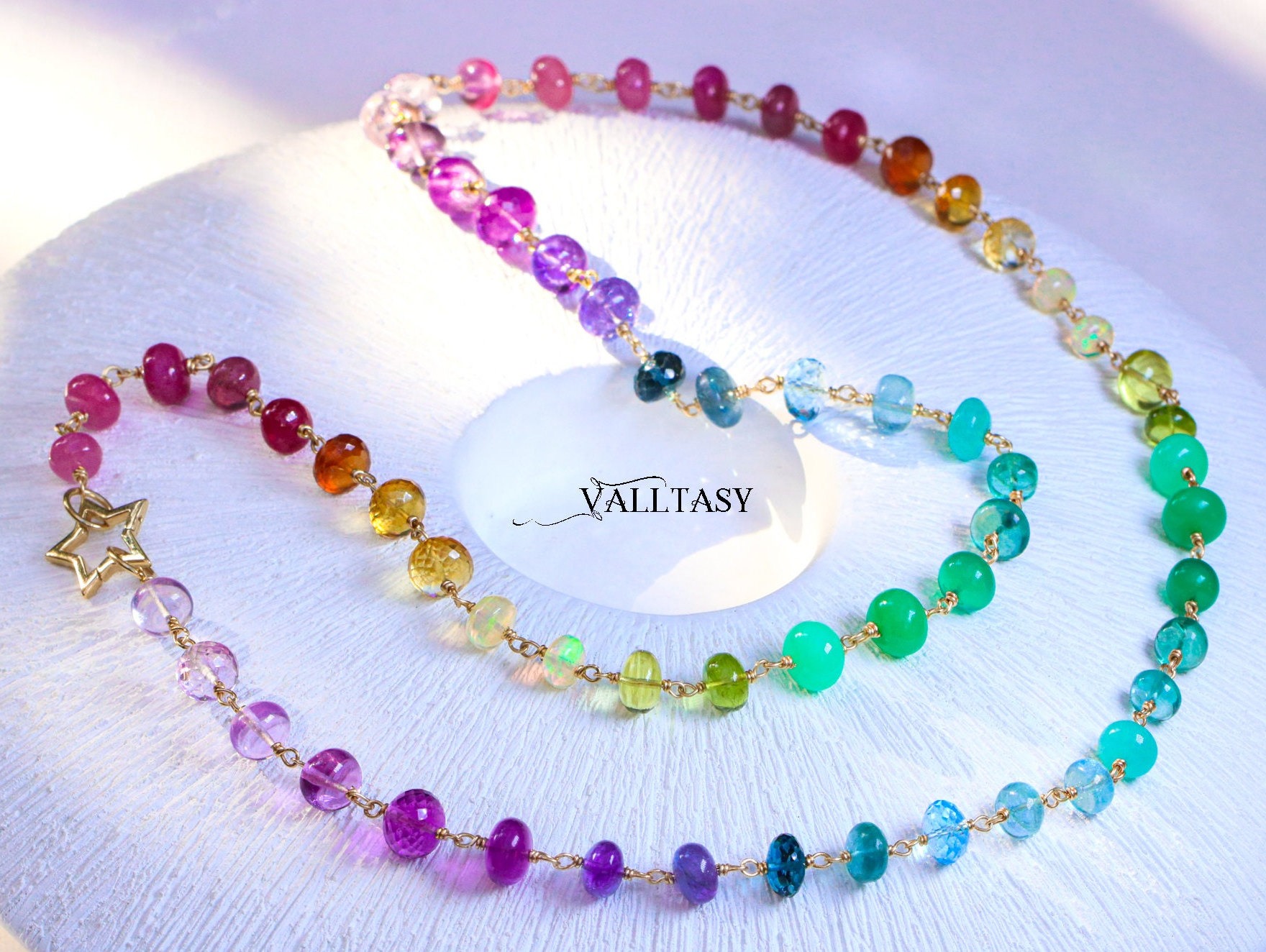 925 Silver Sparkle Rainbow Necklace Gold main image 1