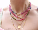 Vibrant Multi Sapphire Necklace in 14K Solid Gold, Genuine Multi Sapphire Beaded Necklace