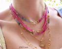 Vibrant Multi Sapphire Necklace in 14K Solid Gold, Genuine Multi Sapphire Beaded Necklace