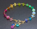 The Rainbow Day Bracelet – Rainbow Precious Gemstone Wire Wrapped Bracelet in Sterling Silver