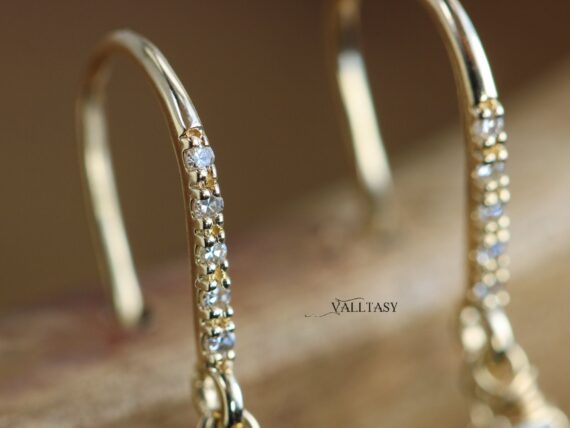 Solid Gold 14K Diamond Oval London Blue Topaz Earrings