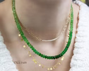 14K Solid Gold Tsavorite Beaded Necklace, Ombre Emerald Green Gemstone Necklace