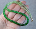 14K Solid Gold Tsavorite Beaded Necklace, Ombre Emerald Green Gemstone Necklace
