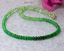 14K Solid Gold Tsavorite Beaded Necklace, Ombre Emerald Green Gemstone Necklace