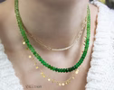 14K Solid Gold Tsavorite Beaded Necklace, Ombre Emerald Green Gemstone Necklace