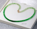 14K Solid Gold Tsavorite Beaded Necklace, Ombre Emerald Green Gemstone Necklace