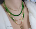 Solid Gold 14K Silk Knotted Emerald Green Tsavorite and Ethiopian Opal Gemstone Necklace