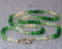 Solid Gold 14K Silk Knotted Emerald Green Tsavorite and Ethiopian Opal Gemstone Necklace