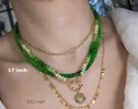 Solid Gold 14K Silk Knotted Emerald Green Tsavorite and Ethiopian Opal Gemstone Necklace