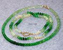 Solid Gold 14K Silk Knotted Emerald Green Tsavorite and Ethiopian Opal Gemstone Necklace