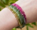 Solid Gold 14K Rainbow Tourmaline Multi Wrap Bracelet Necklace, Layered Necklace, Beaded Necklace, One of a Kind