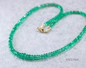 - 14K Solid Gold Emerald Beaded Necklace, Genuine Zambian Emerald Gemstone Necklace