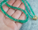 - 14K Solid Gold Emerald Beaded Necklace, Genuine Zambian Emerald Gemstone Necklace