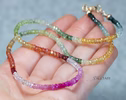 Solid Gold 14K Multi Sapphire Beaded Necklace, Layering Colorful Sapphire Necklace
