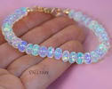 - Solid Gold 14K Ethiopian Opal Bracelet, Large Welo Opal Bracelet