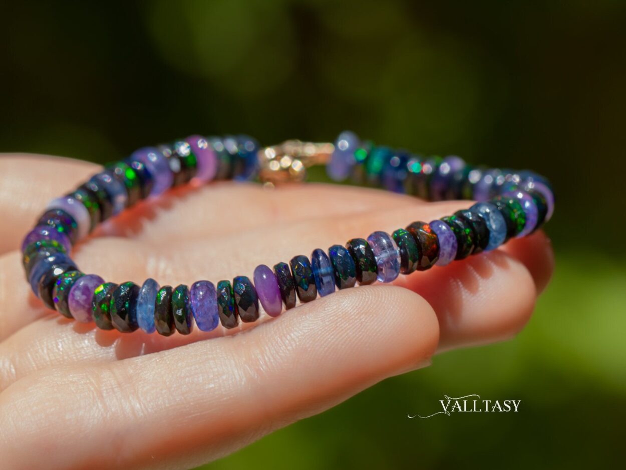 Opal Bracelet - Black Emerald Opal Beaded Bracelet - Opal Jewelry – The Opal  Dealer