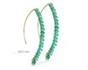 Solid Gold 14K Genuine Emeralds Earrings, Modern Open Hoop Earrings