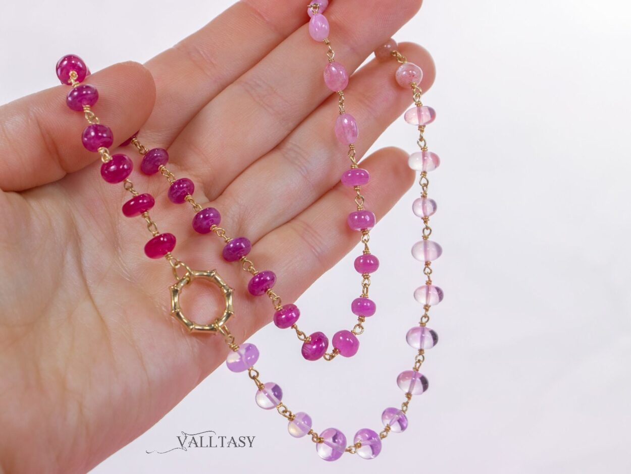 Beads chain models short onion pink beads golden balls model – Swarnakshi  Jewels