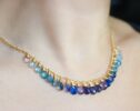 Blue Gemstone Gradated Necklace with Kyanite, Aquamarine and Topaz