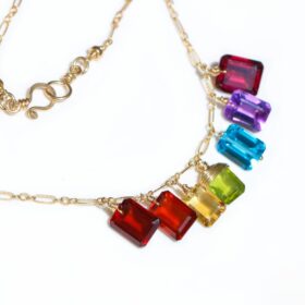 Beyond The Clouds Necklace – Rainbow Gemstone Necklace with Colorful Precious Stones