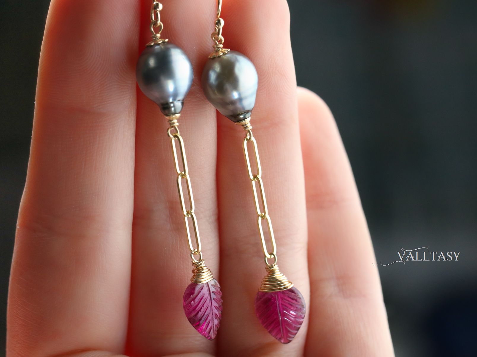 Pink tourmaline earrings.