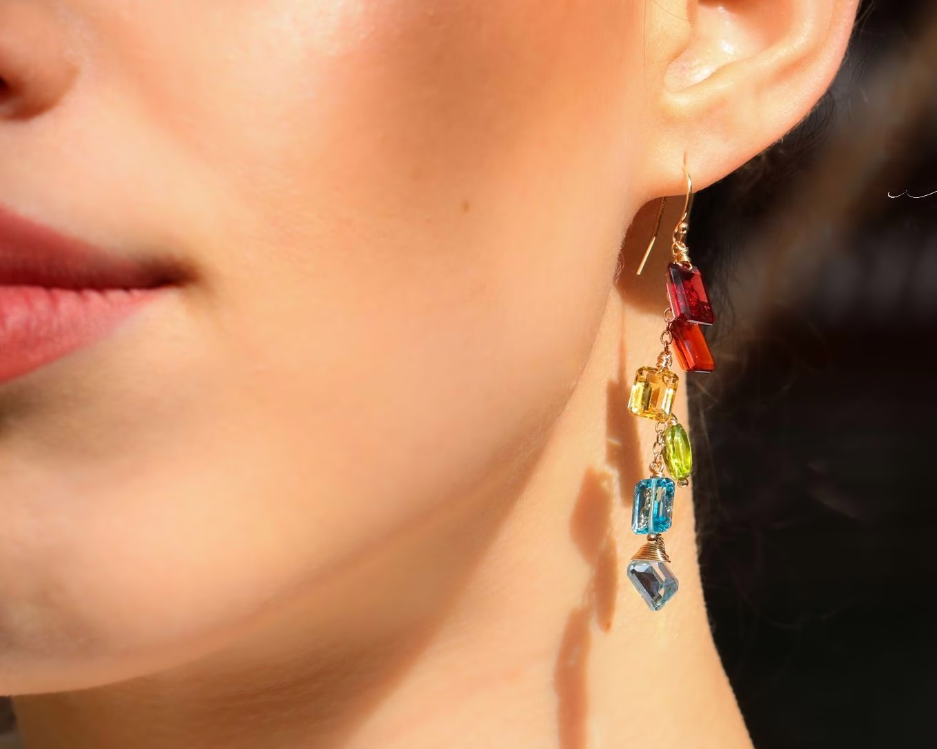 rainbow gemstone earrings